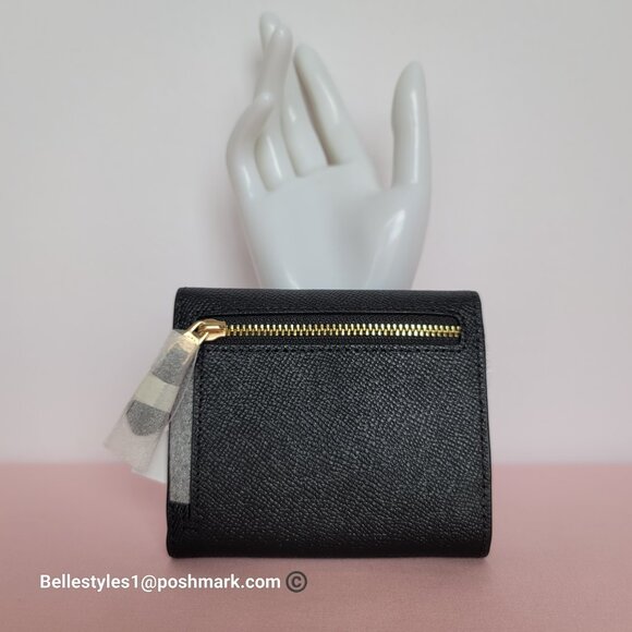 COACH Wyn Crossgrain Leather Small Leather Wallet- Black color - Picture 7 of 16